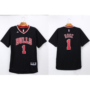 Bulls #1 Derrick Rose Black Short Sleeve Stitched NBA Jersey Bulls #1 Derrick Rose Black Short Sleeve Stitched NBA Jersey