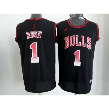 Bulls #1 Derrick Rose Black Stitched NBA Vibe Jersey Bulls #1 Derrick Rose Black Stitched NBA Vibe Jersey