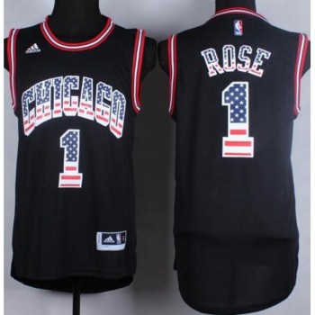 Bulls #1 Derrick Rose Black USA Flag Fashion Stitched NBA Jersey Bulls #1 Derrick Rose Black USA Flag Fashion Stitched NBA Jersey