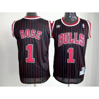Bulls #1 Derrick Rose Black With Red Strip Throwback Stitched NBA Jersey Bulls #1 Derrick Rose Black With Red Strip Throwback Stitched NBA Jersey