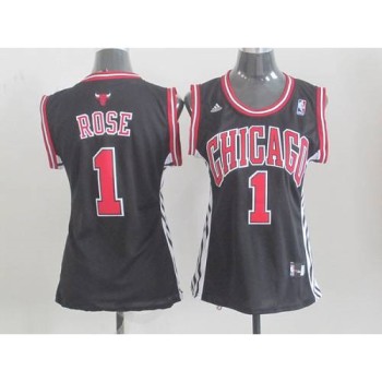 Bulls #1 Derrick Rose Black Women's Alternate Stitched NBA Jersey Bulls #1 Derrick Rose Black Women's Alternate Stitched NBA Jersey