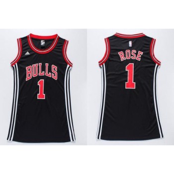 Bulls #1 Derrick Rose Black Women's Dress Stitched NBA Jersey Bulls #1 Derrick Rose Black Women's Dress Stitched NBA Jersey
