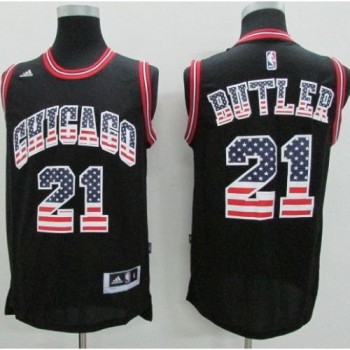 Bulls #21 Jimmy Butler Black USA Flag Fashion Stitched NBA Jersey Bulls #21 Jimmy Butler Black USA Flag Fashion Stitched NBA Jersey
