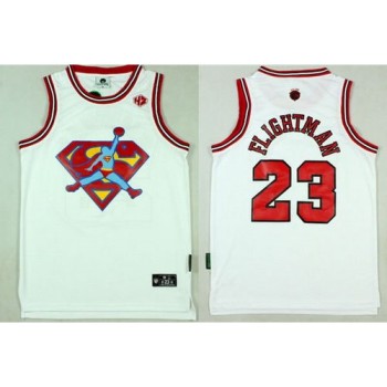 Bulls #23 Michael Jordan White FlightMan Stitched NBA Jersey Bulls #23 Michael Jordan White FlightMan Stitched NBA Jersey