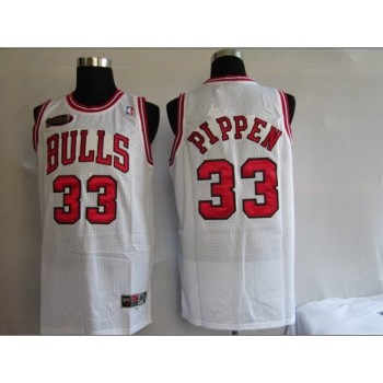 Bulls #33 Scottie Pippen Stitched White Champion Patch NBA Jersey Bulls #33 Scottie Pippen Stitched White Champion Patch NBA Jersey