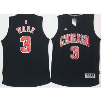 Bulls #3 Dwyane Wade Black Fashion Stitched NBA Jersey Bulls #3 Dwyane Wade Black Fashion Stitched NBA Jersey