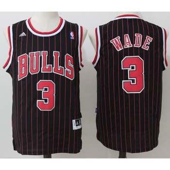 Bulls #3 Dwyane Wade Black (Red Strip) Throwback Stitched NBA Jersey Bulls #3 Dwyane Wade Black (Red Strip) Throwback Stitched NBA Jersey