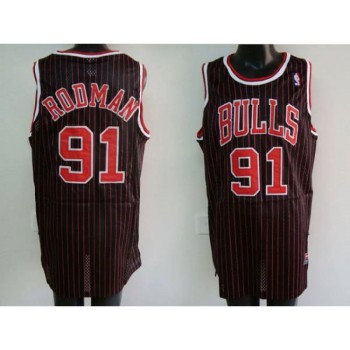 Bulls #91 Dennis Rodman Stitched Black Red Strip NBA Jersey Bulls #91 Dennis Rodman Stitched Black Red Strip NBA Jersey