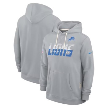 Men's Detroit Lions Gray Sideline Standard Issue Top Prospect Dri-FIT Hoodie Men's Detroit Lions Gray Sideline Standard Issue Top Prospect Dri-FIT Hoodie