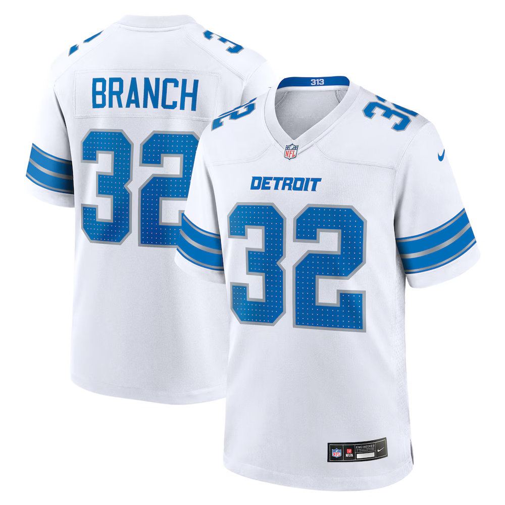 Youth Detroit Lions #32 Brian Branch Nike White Game Jersey