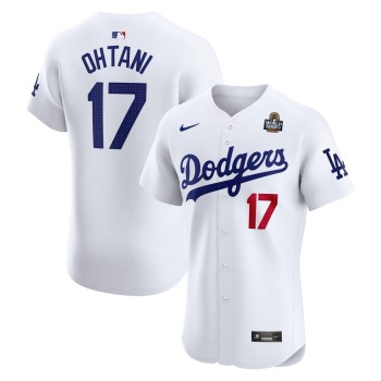 Men's Los Angeles Dodgers #17 Shohei Ohtani White 2024 World Series Home Elite Player Jersey Men's Los Angeles Dodgers #17 Shohei Ohtani White 2024 World Series Home Elite Player Jersey