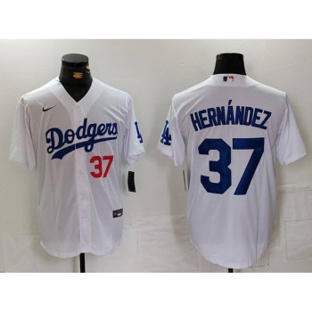 Men's Los Angeles Dodgers #37 Teoscar Hernandez White Stitched Baseball Jersey Men's Los Angeles Dodgers #37 Teoscar Hernandez White Stitched Baseball Jersey