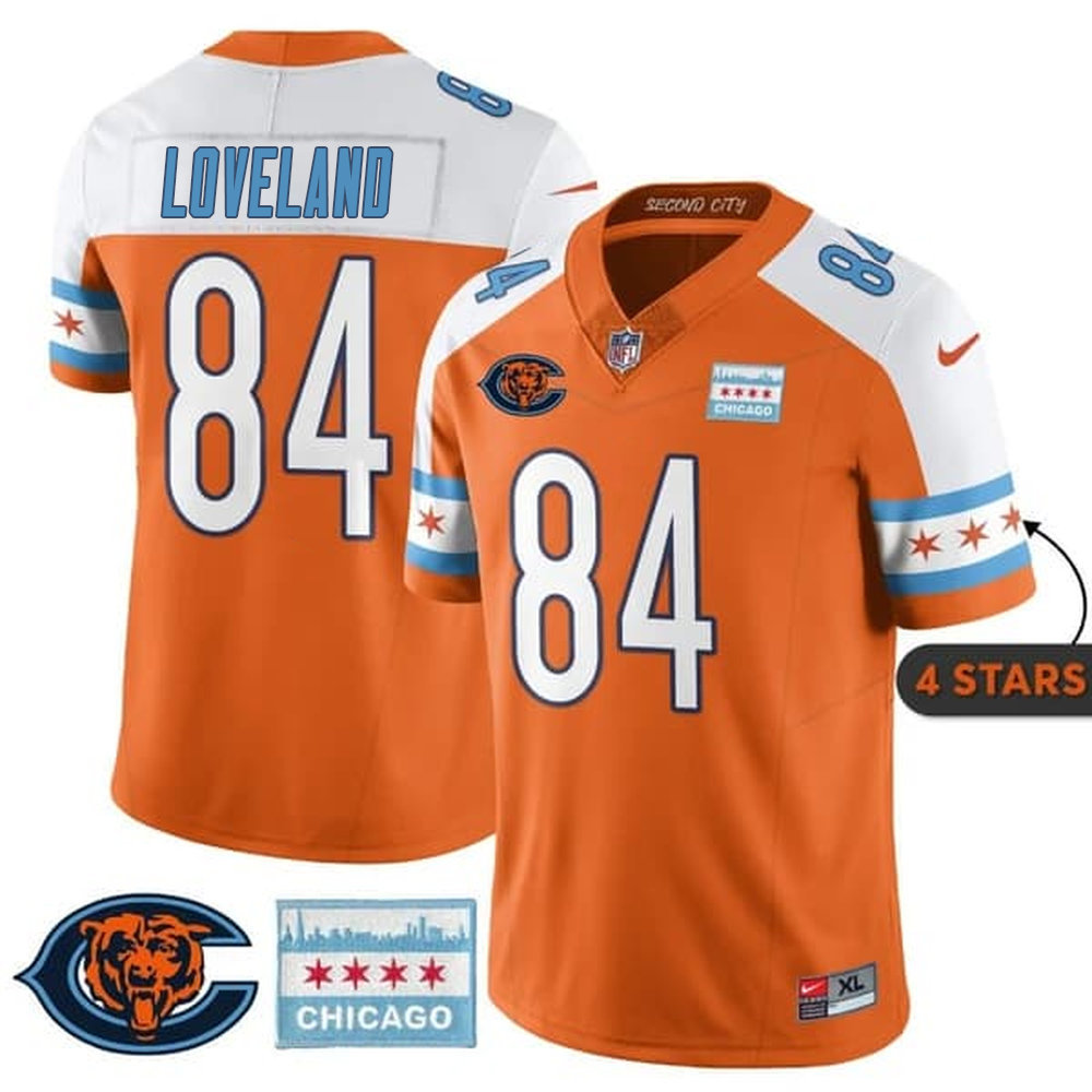 Youth Chicago Bears #84 Colston Loveland Orange Alternate City Edition With Chicago Flag Vapor F.U.S.E. Untouchable Limited Jersey