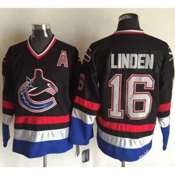 Canucks #16 Trevor Linden Black/Blue CCM Throwback Stitched NHL Jersey Canucks #16 Trevor Linden Black/Blue CCM Throwback Stitched NHL Jersey