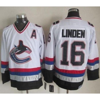 Canucks #16 Trevor Linden White/Black CCM Throwback Stitched NHL Jersey Canucks #16 Trevor Linden White/Black CCM Throwback Stitched NHL Jersey