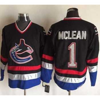 Canucks #1 Kirk Mclean Black/Blue CCM Throwback Stitched NHL Jersey Canucks #1 Kirk Mclean Black/Blue CCM Throwback Stitched NHL Jersey