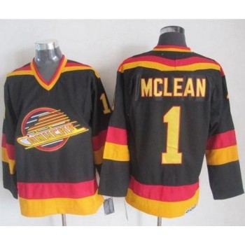 Canucks #1 Kirk Mclean Black/Gold CCM Throwback Stitched NHL Jersey Canucks #1 Kirk Mclean Black/Gold CCM Throwback Stitched NHL Jersey