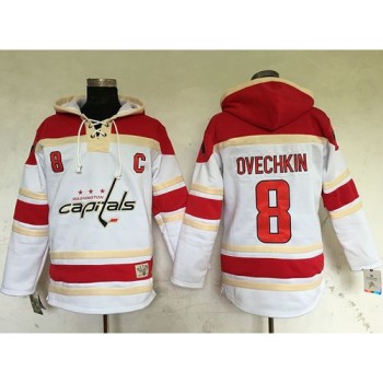 Capitals #8 Alex Ovechkin White Sawyer Hooded Sweatshirt Stitched NHL Jersey Capitals #8 Alex Ovechkin White Sawyer Hooded Sweatshirt Stitched NHL Jersey
