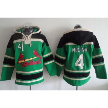 Cardinals #4 Yadier Molina Green Sawyer Hooded Sweatshirt MLB Hoodie Cardinals #4 Yadier Molina Green Sawyer Hooded Sweatshirt MLB Hoodie