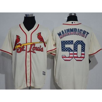 Cardinals #50 Adam Wainwright Cream USA Flag Fashion Stitched MLB Jersey
