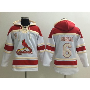Cardinals #6 Stan Musial White Sawyer Hooded Sweatshirt MLB Hoodie Cardinals #6 Stan Musial White Sawyer Hooded Sweatshirt MLB Hoodie