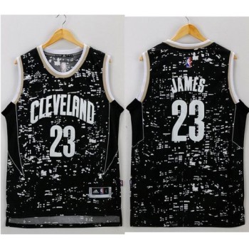 Cavaliers #23 LeBron James Black City Light Stitched NBA Jersey
