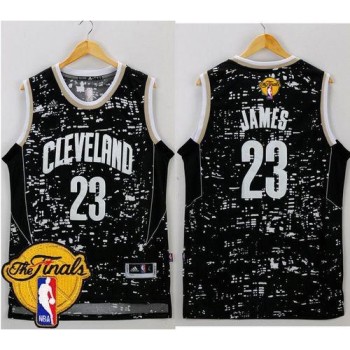 Cavaliers #23 LeBron James Black City Light The Finals Patch Stitched NBA Jersey