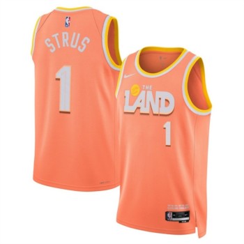 Men's Cleveland Cavaliers #1 Max Strus Orange 2025/26 City Edition Stitched Jersey