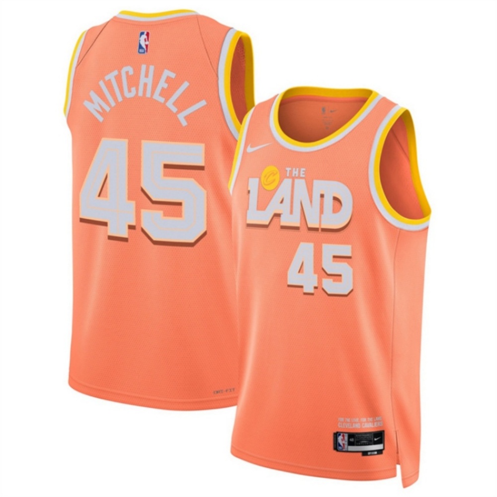 Men's Cleveland Cavaliers #45 Donovan Mitchell Orange 2025/26 City Edition Stitched Jersey