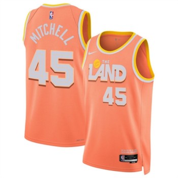 Men's Cleveland Cavaliers #45 Donovan Mitchell Orange 2025/26 City Edition Stitched Jersey