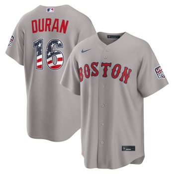 Men's Boston Red Sox #16 Jarren Duran Nike Gray USA 250 Fourth of July Road Stadium Jersey Men's Boston Red Sox #16 Jarren Duran Nike Gray USA 250 Fourth of July Road Stadium Jersey
