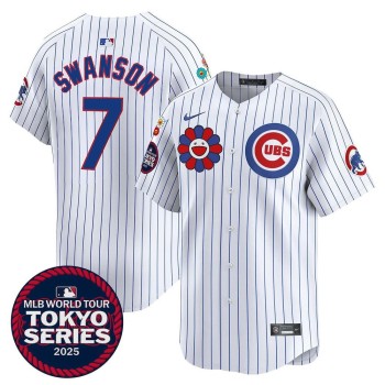 Youth Chicago Cubs #7 Dansby Swanson White Tokyo 2025 Cool Base Stitched Baseball Jersey