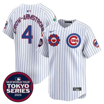 Youth Chicago Cubs #4 Pete Crow-Armstrong White Tokyo 2025 Cool Base Stitched Baseball Jersey Youth Chicago Cubs #4 Pete Crow-Armstrong White Tokyo 2025 Cool Base Stitched Baseball Jersey