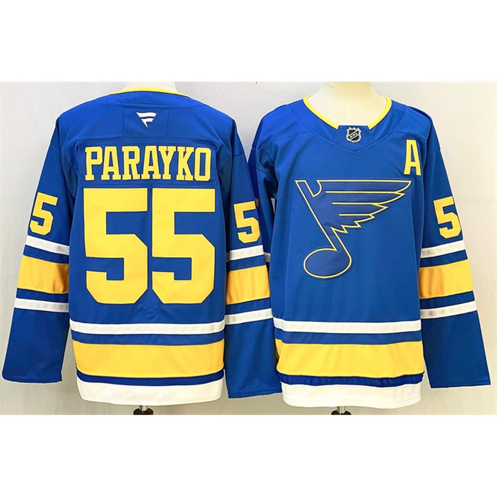 Youth St. Louis Blues #55 Colton Parayko Blue 2025 With A Patch Stitched Hockey Jersey