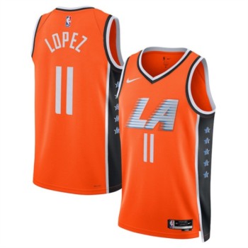 Men's Los Angeles Clippers #11 Brook Lopez Orange 2025/26 City Edition Stitched Jersey