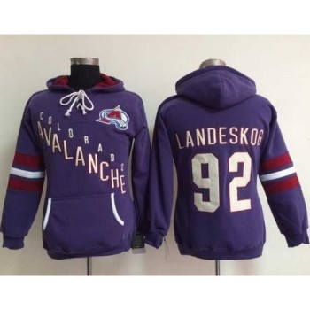 Colorado Avalanche #92 Gabriel Landeskog Purple Women's Old Time Heidi NHL Hoodie Colorado Avalanche #92 Gabriel Landeskog Purple Women's Old Time Heidi NHL Hoodie