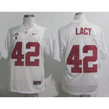 Crimson Tide #42 Eddie Lacy White SEC & 2016 College Football Playoff National Championship Patch Stitched NCAA Jersey Crimson Tide #42 Eddie Lacy White SEC & 2016 College Football Playoff National Championship Patch Stitched NCAA Jersey