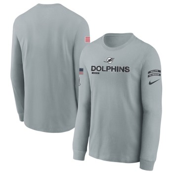 Youth Miami Dolphins Gray 2024 Salute To Service Long Sleeve T-Shirt Youth Miami Dolphins Gray 2024 Salute To Service Long Sleeve T-Shirt
