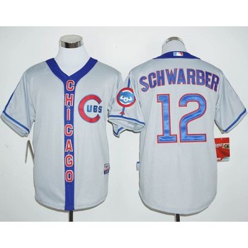 Cubs #12 Kyle Schwarber Grey Cooperstown Stitched MLB Jersey Cubs #12 Kyle Schwarber Grey Cooperstown Stitched MLB Jersey