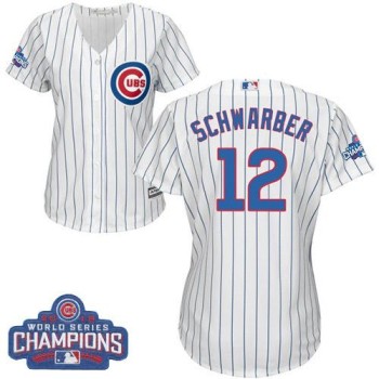 Cubs #12 Kyle Schwarber White(Blue Strip) Home 2016 World Series Champions Women's Stitched MLB Jersey Cubs #12 Kyle Schwarber White(Blue Strip) Home 2016 World Series Champions Women's Stitched MLB Jersey