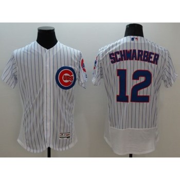 Cubs #12 Kyle Schwarber White Flexbase Authentic Collection Stitched MLB Jersey