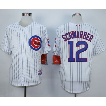 Cubs #12 Kyle Schwarber White Strip Cool Base Stitched MLB Jersey