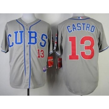 Cubs #13 Starlin Castro Grey Alternate Road Cool Base Stitched MLB Jersey