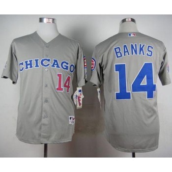 Cubs #14 Ernie Banks Grey 1990 Turn Back The Clock Stitched MLB Jersey