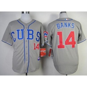 Cubs #14 Ernie Banks Grey Alternate Road Cool Base Stitched MLB Jersey