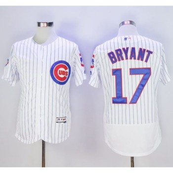 Cubs #17 Kris Bryant White Flexbase Authentic Collection with 100 Years at Wrigley Field Commemorative Patch Stitched MLB Jersey