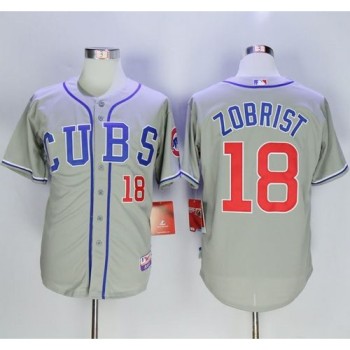 Cubs #18 Ben Zobrist Grey Alternate Road Cool Base Stitched MLB Jersey