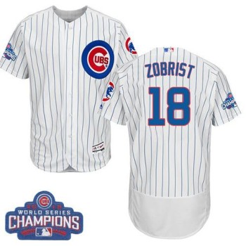 Cubs #18 Ben Zobrist White Flexbase Authentic Collection 2016 World Series Champions Stitched MLB Jersey Cubs #18 Ben Zobrist White Flexbase Authentic Collection 2016 World Series Champions Stitched MLB Jersey