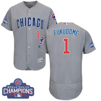 Cubs #1 Kosuke Fukudome Grey Flexbase Authentic Collection Road 2016 World Series Champions Stitched MLB Jersey Cubs #1 Kosuke Fukudome Grey Flexbase Authentic Collection Road 2016 World Series Champions Stitched MLB Jersey