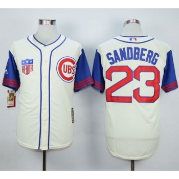 Cubs #23 Ryne Sandberg Cream/Blue 1942 Turn Back The Clock Stitched MLB Jersey